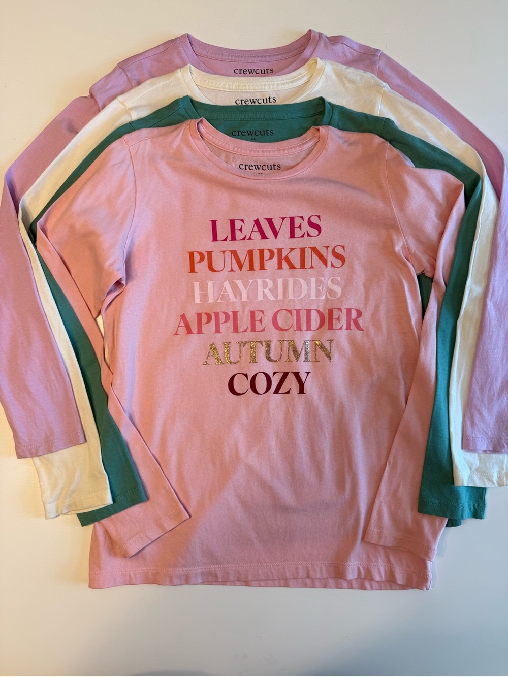 Crewcuts SET OF FOUR Fall Long-Sleeve Graphic Tees Sz 10-11 EUC